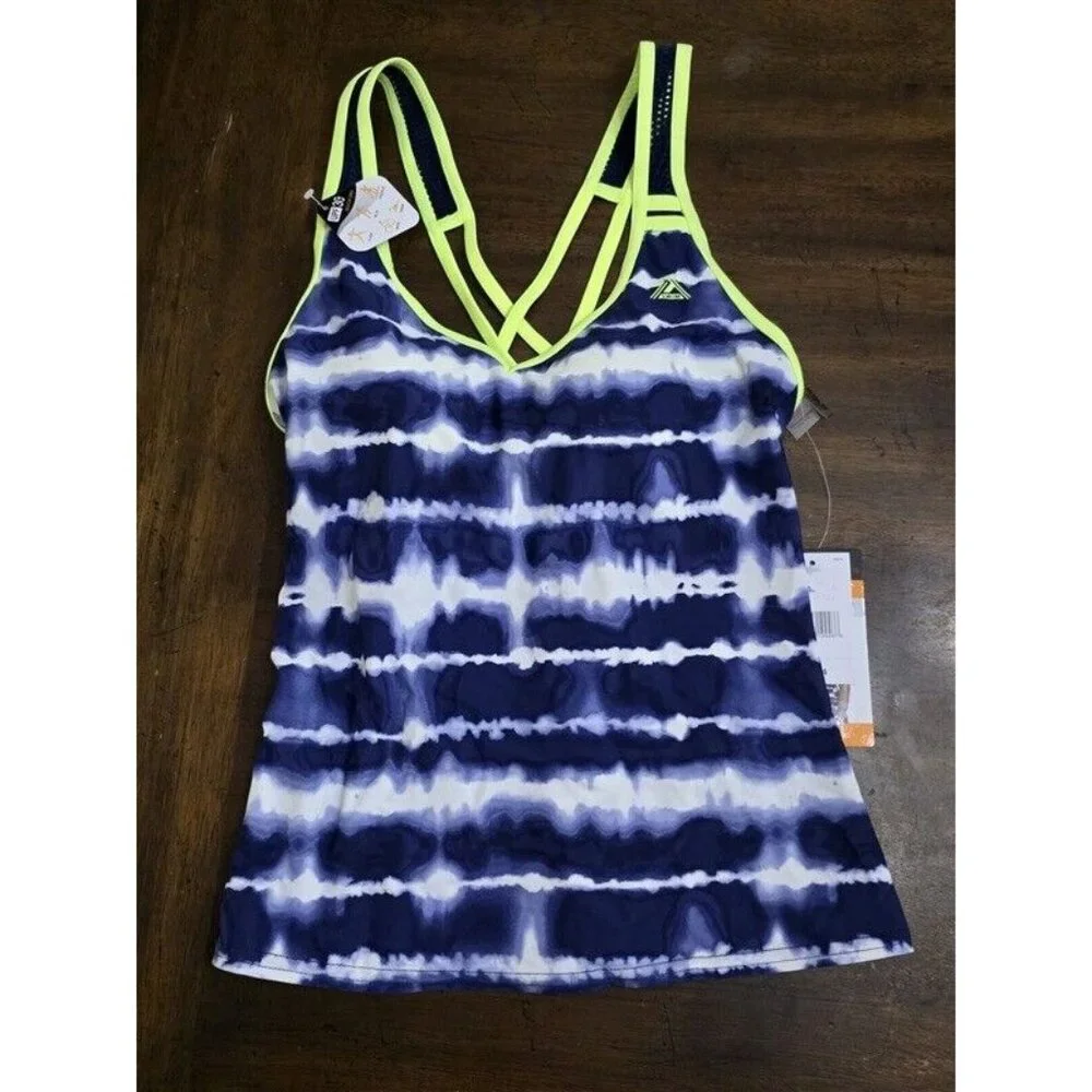NWT Zero Xposur XS Helix Blue White Tankini Swim Top 124557 - Picture 1 of 2